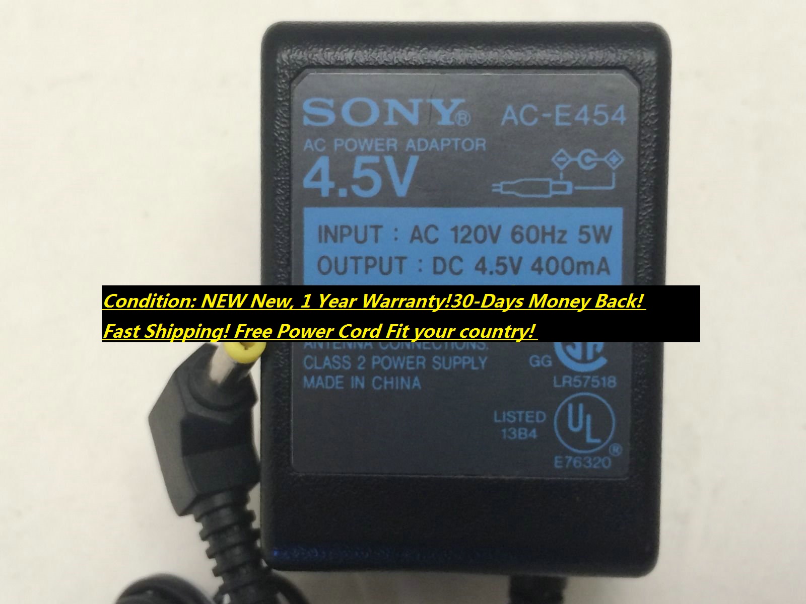*100% Brand NEW*AC Adapter Sony AC-E454A WALKMAN DISCMAN DC4.5V 400mA CD Power Supply